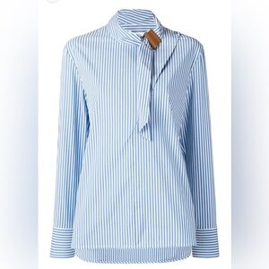 Tibi Kaia Stripe Belt Neck Shirt